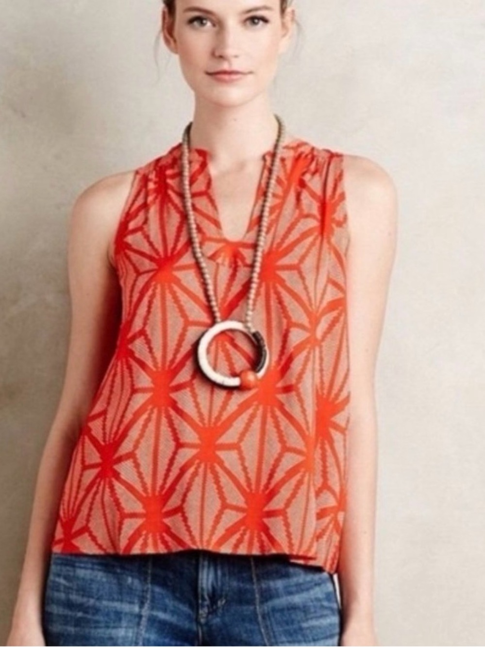 Anthropologie Maeve Enna Geometric Flowy Sleeveless Tank Size 4